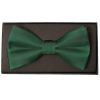 Plain Forest Green Satin Silk Mens Bow Tie