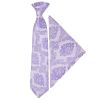 Pre Tied Lilac Paisley Boys Tie and Pocket Square Set Age 4-7