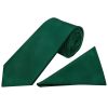Plain Bottle Green Satin Classic Men's Tie and Pocket Square Set