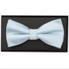 Plain Misty Blue Handmade Mens Bow Tie and Pocket Square Set