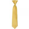 Pre Tied Plain Gold Satin Boys Tie and Pocket Square Set Age 4-7