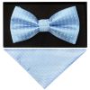 Handmade Light Blue And White Polka Dot Mens Bow Tie and Pocket Square Set