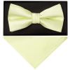 Plain Willow Green Handmade Mens Bow Tie and Pocket Square Set