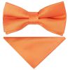 Pre Tied Burnt Orange Satin Boys Bow Tie and Pocket Square Set Age 4-7