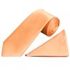Plain Peach Satin Classic Men's Tie and Pocket Square Set