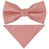 Pre Tied Rose Gold Satin Boys Bow Tie and Pocket Square Set