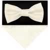 Ivory Paisley Handmade Mens Bow Tie and Pocket Square Set