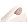 Plain Blush Pink Textured Silk Skinny Boys Tie and Pocket Square Set