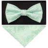 Mint Green Paisley Handmade Mens Bow Tie and Pocket Square Set