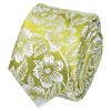 Mens Green Floral Silk Skinny Tie and Pocket Square