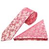 Light Coral Pink Floral Skinny Men's Tie and Pocket Square Set