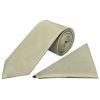 Plain Khaki Green Silk Classic Men's Tie and Pocket Square Set