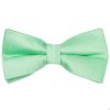 Pre Tied Plain Seafoam Green Satin Boys Bow Tie and Pocket Square Set Age 8-11