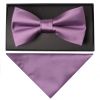 Plain Light Mauve Mens Bow Tie and Pocket Square Set