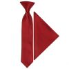 Pre Tied Red Wine Satin Boys Tie and Pocket Square Set Age 4-7