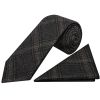 Dark Grey Check Tweed Classic Men's Tie and Pocket Square