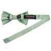 Plain Green Textured Silk Mens Bow Tie