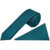 Teal Silk Twill Skinny Mens Tie and Pocket Square Set
