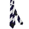 Navy and White Striped Skinny Boys Football Tie and Pocket Square Set