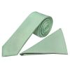 Plain Sea Grass Silk Skinny Boys Tie and Pocket Square Set