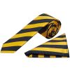 Navy and Yellow Striped Skinny Men's Tie and Pocket Square Set