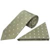 Khaki Green Large White Spot Classic Men's Tie and Pocket Square Set