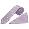 Light Mauve Large White Spot Skinny Men's Tie and Pocket Square Set