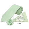 Classic Green Mens Tie with Pocket Square and Lapel Pin Set