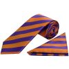 Purple and Orange Striped Classic Men's Tie and Pocket Square Set
