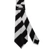 Black and White Striped Handmade Classic Men's Football Tie and Pocket Square Set
