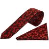 Black with Red Floral Skinny Boys Tie and Pocket Square Set