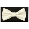 Plain Off White Hand Made Mens Bow Tie and Pocket Square Set