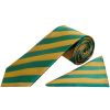Green and Gold Striped Classic Men's Tie and Pocket Square Set