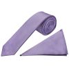 Lavender Satin Skinny Men's Tie and Pocket Square Set