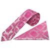 Fuchsia Paisley Skinny Boys Tie and Pocket Square Set
