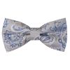 Pre Tied Silver and Blue Paisley Boys Bow Tie Age 4-7