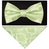 Sage Green Paisley Handmade Mens Bow Tie and Pocket Square