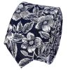 Mens Navy Floral Silk Skinny Tie and Pocket Square