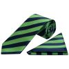 Navy and Lime Striped Classic Men's Tie and Pocket Square Set