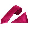 Fuchsia Pink Silk Twill Skinny Mens Tie and Pocket Square Set