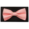 Plain Pink Textured Silk Mens Bow Tie