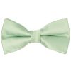 Pre Tied Pale Mint Satin Boys Bow Tie and Pocket Square Set