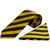 Black and Gold Striped Classic Men's Tie and Pocket Square Set
