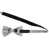 Silver and Blue Paisley Handmade Mens Bow Tie