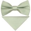 Pre Tied Light Sage Green Silk Boys Bow Tie and Pocket Square Set Age 4-7