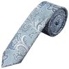 Blue and Silver Paisley Skinny Mens Tie and Pocket Square Set