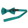 Plain Teal Handmade Mens Bow Tie and Pocket Square Set