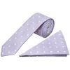 Lilac Large White Spot Skinny Men's Tie and Pocket Square Set