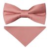 Pre Tied Rose Gold Satin Boys Bow Tie and Pocket Square Set