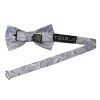 Silver and Blue Paisley Handmade Mens Bow Tie